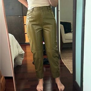 ARITZIA army Green leather pants straight leg